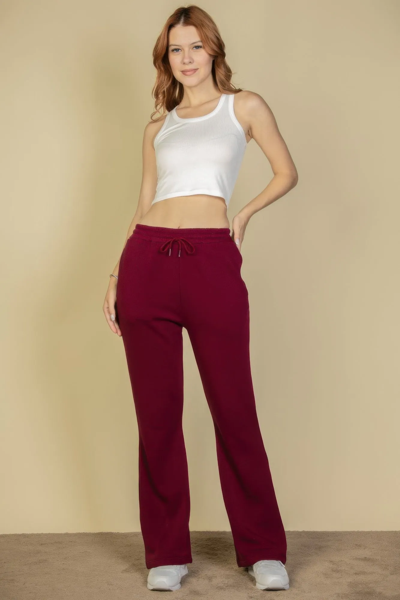 Drawstring Waist Slant Pocket Sweatpants