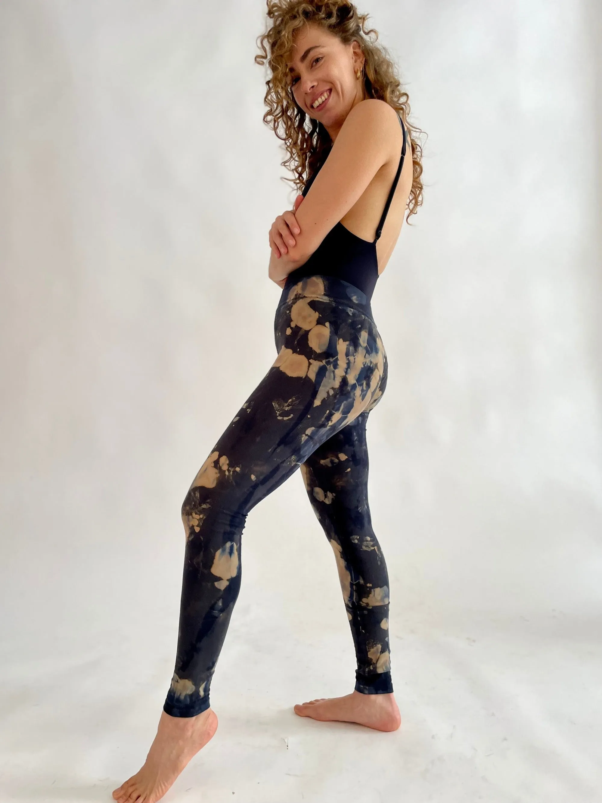 Dyed Cotton Leggings - Blue & Sand