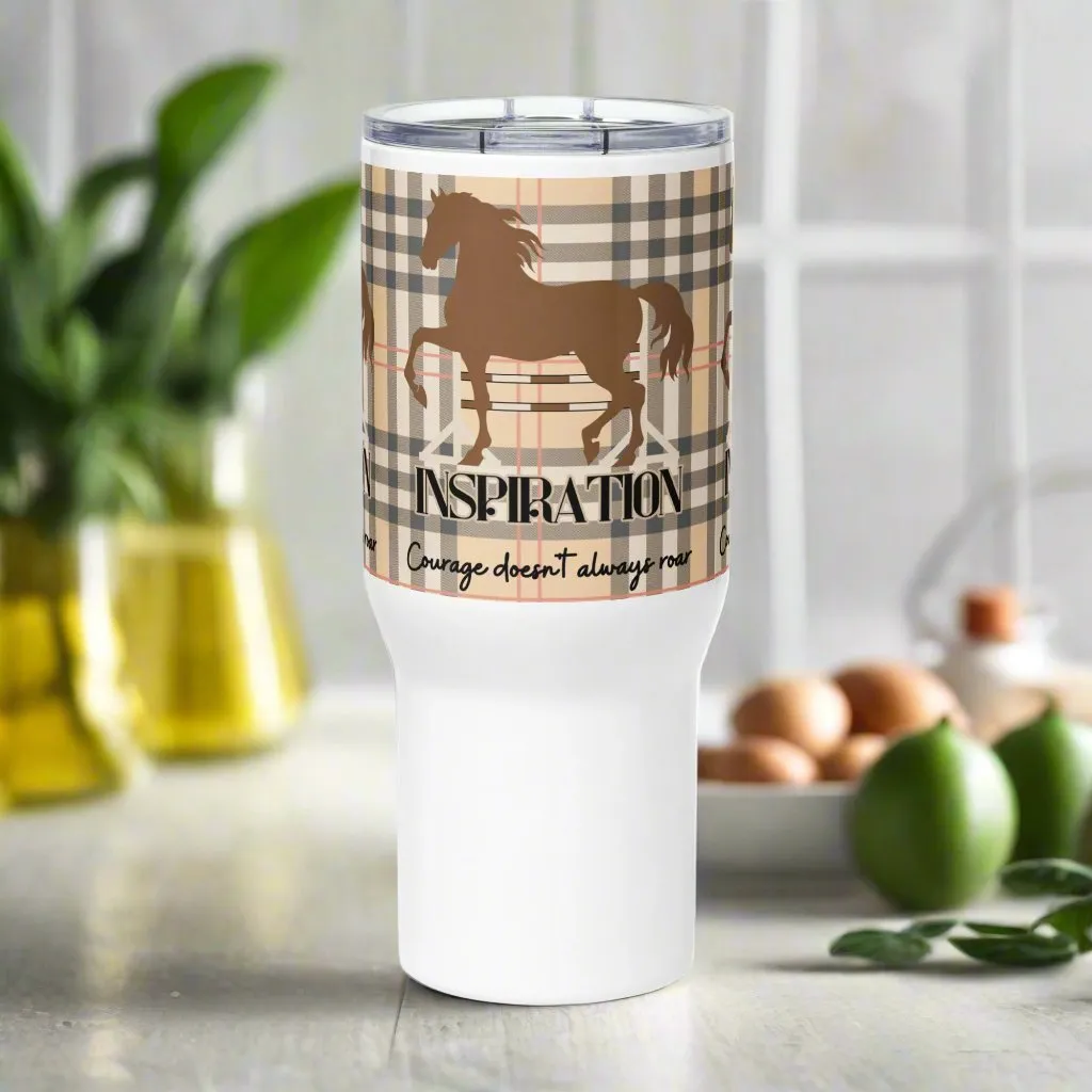 Eco travel mug with handle and horse design. Perfect for horse lovers