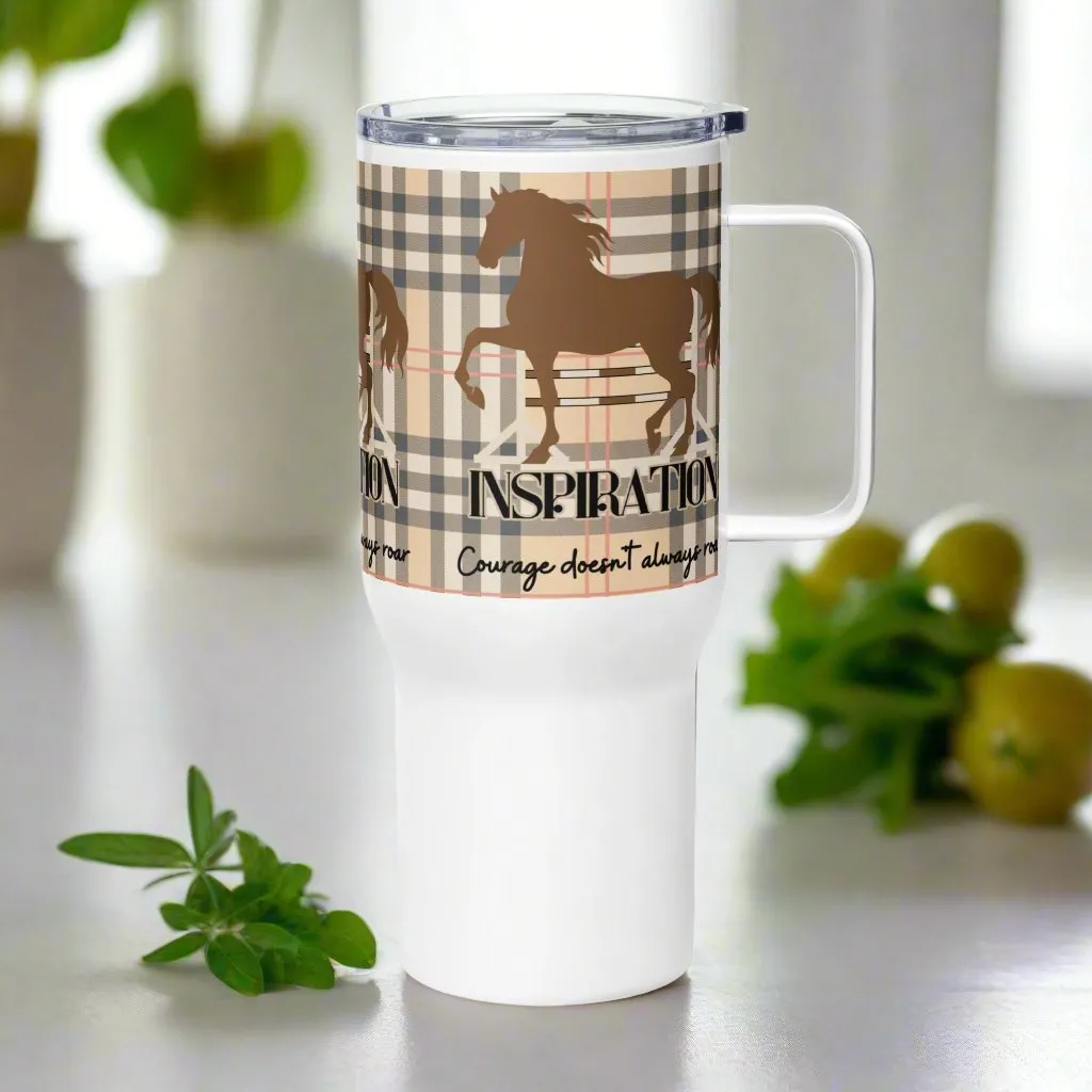 Eco travel mug with handle and horse design. Perfect for horse lovers