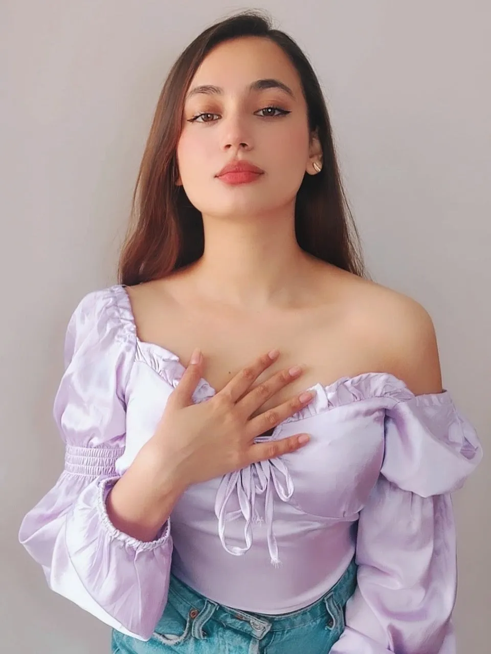 Elise Lilac satin top