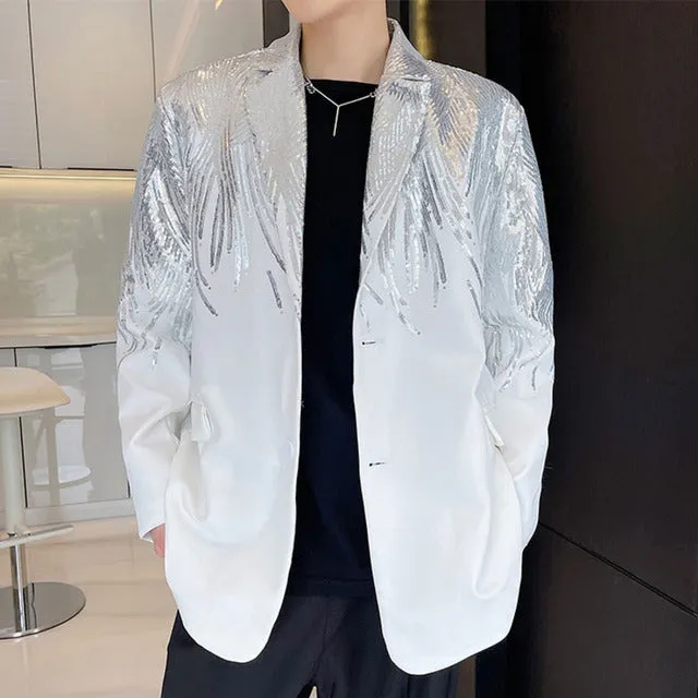 Embroidery Sequin Trendy Men Blazer