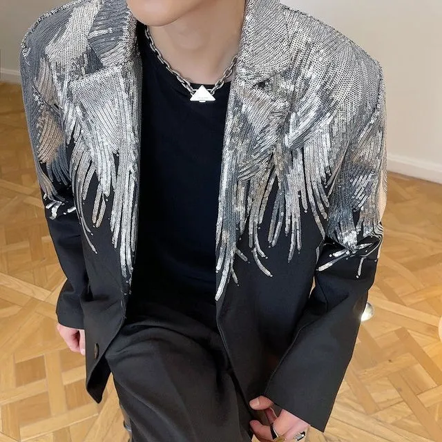 Embroidery Sequin Trendy Men Blazer