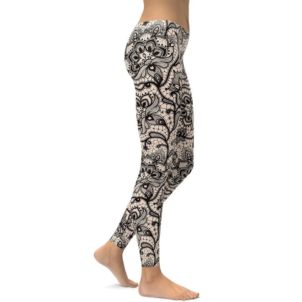 Flower Lace Print Leggings