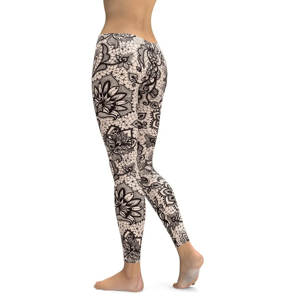 Flower Lace Print Leggings