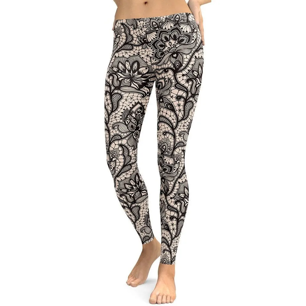 Flower Lace Print Leggings