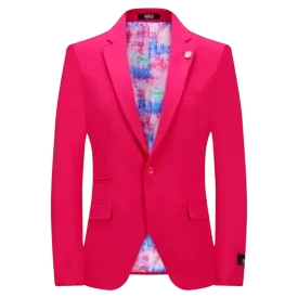 Fuchsia Men's Blazer Jacket Stretch Fabric Notch Lapel Slim-Fit Style-S1601