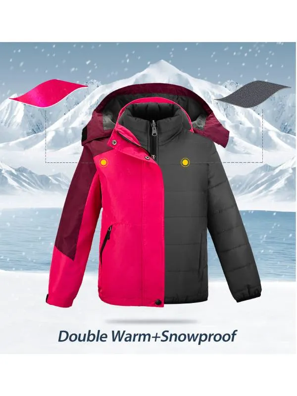 Girls 3 in 1 Waterproof Ski Jacket with Hood