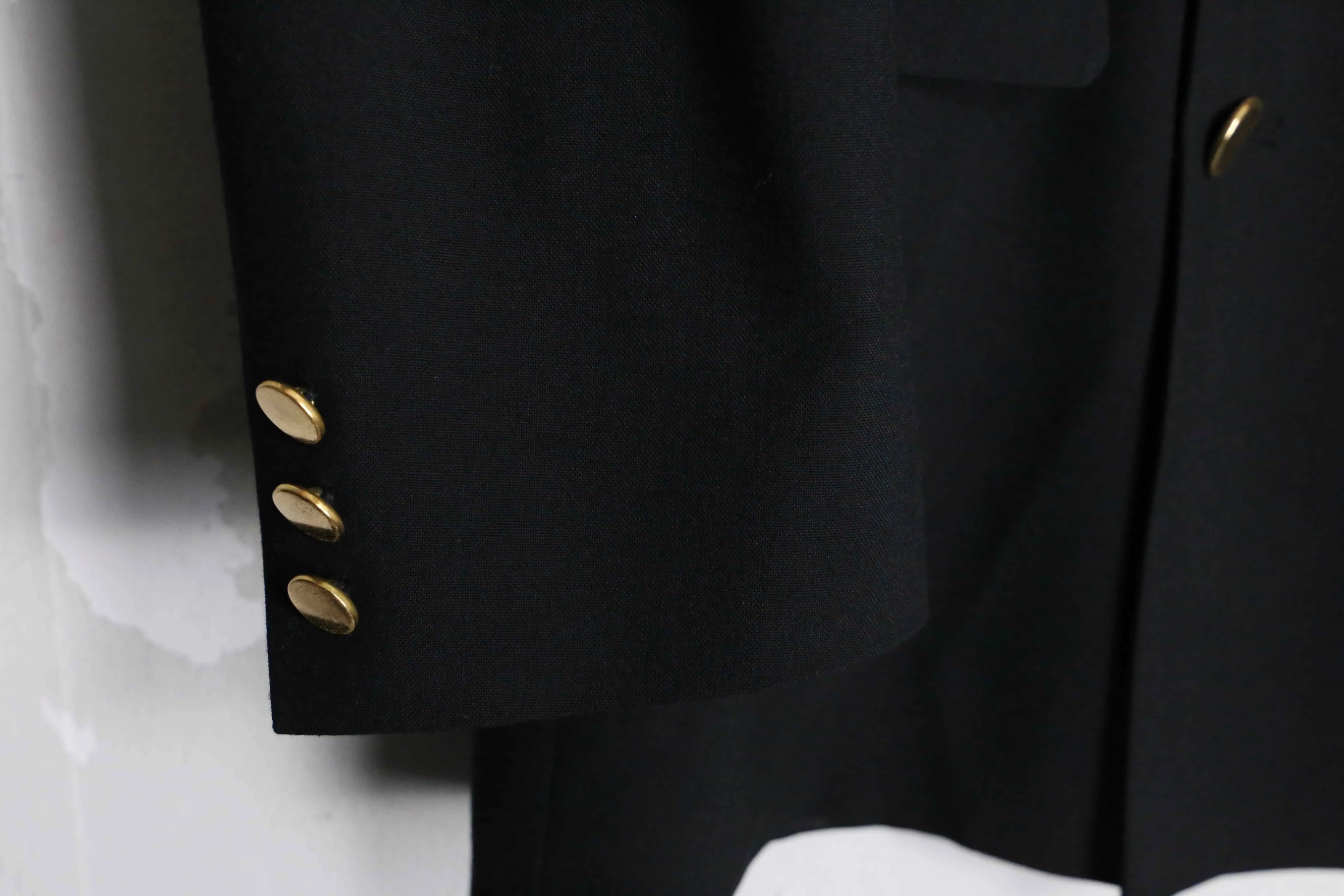 gold button black  double tailored jacket