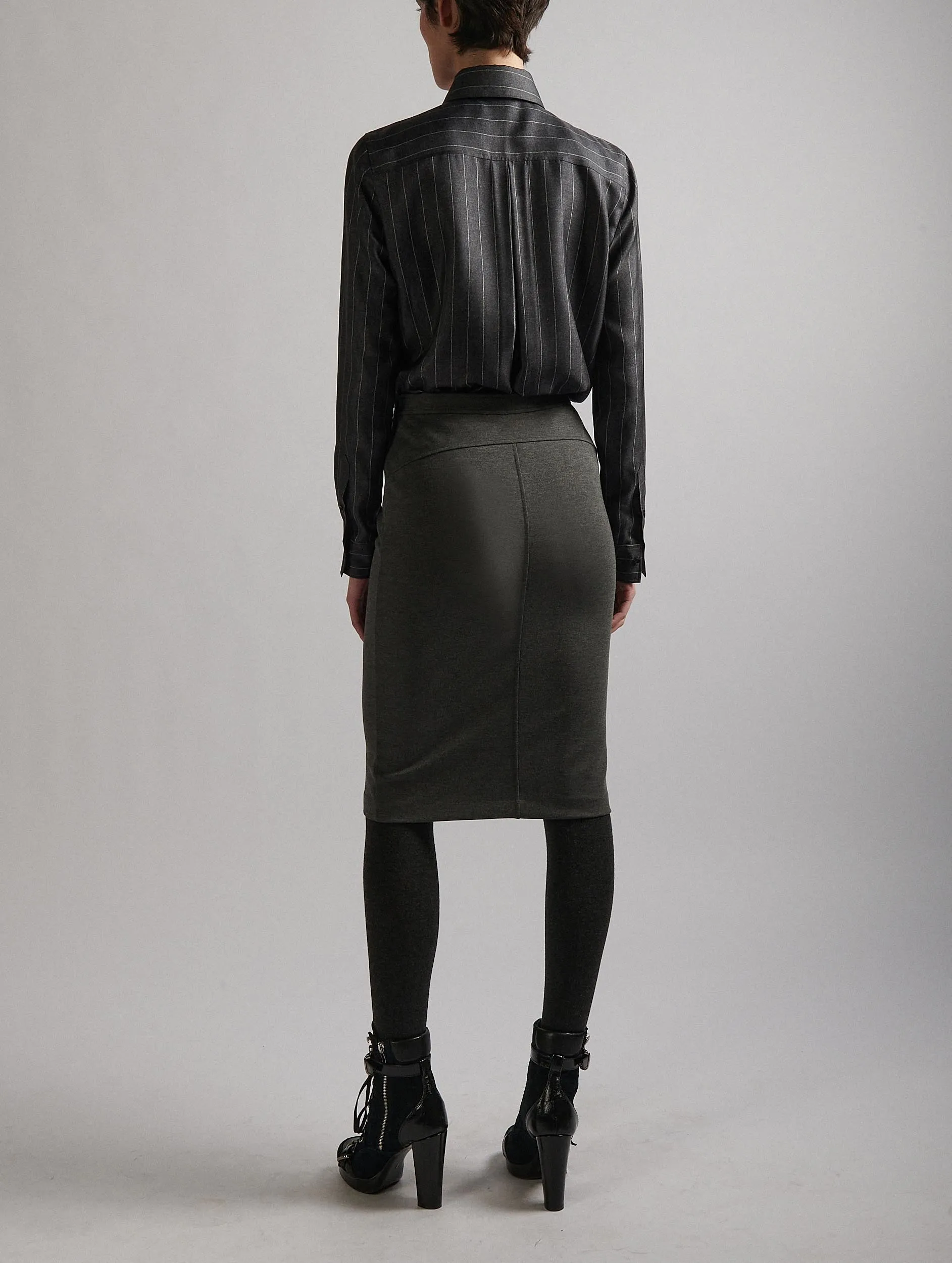 Grey milano jersey pencil skirt