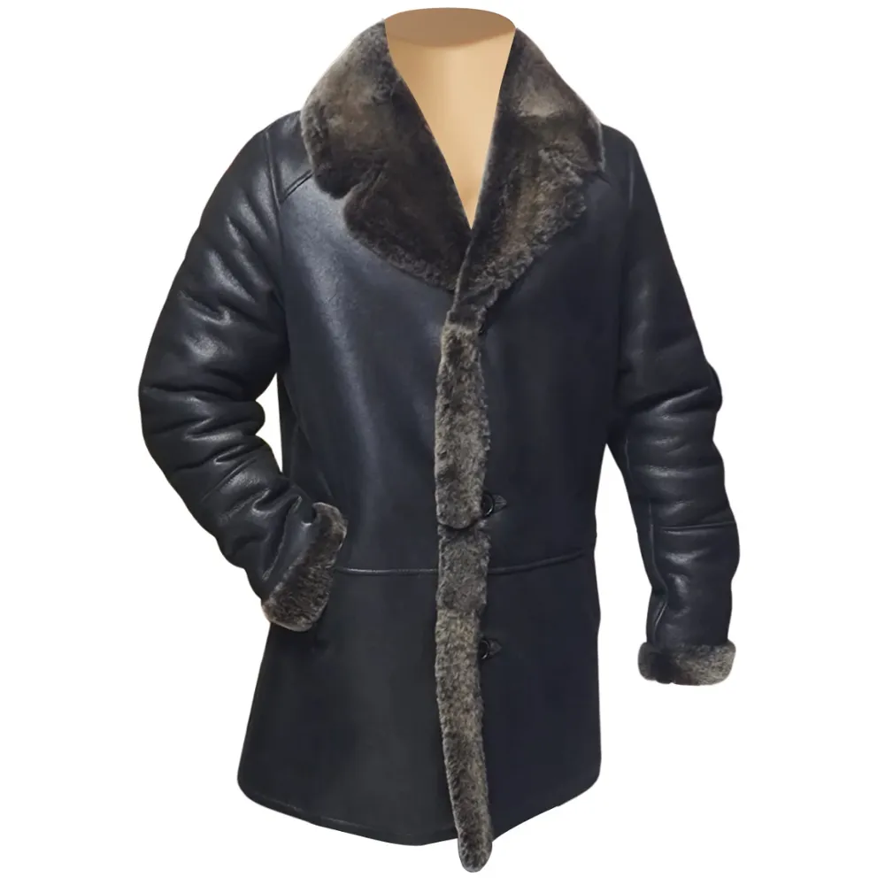 Hal Park's Black Traditional shearling sheepskin coat