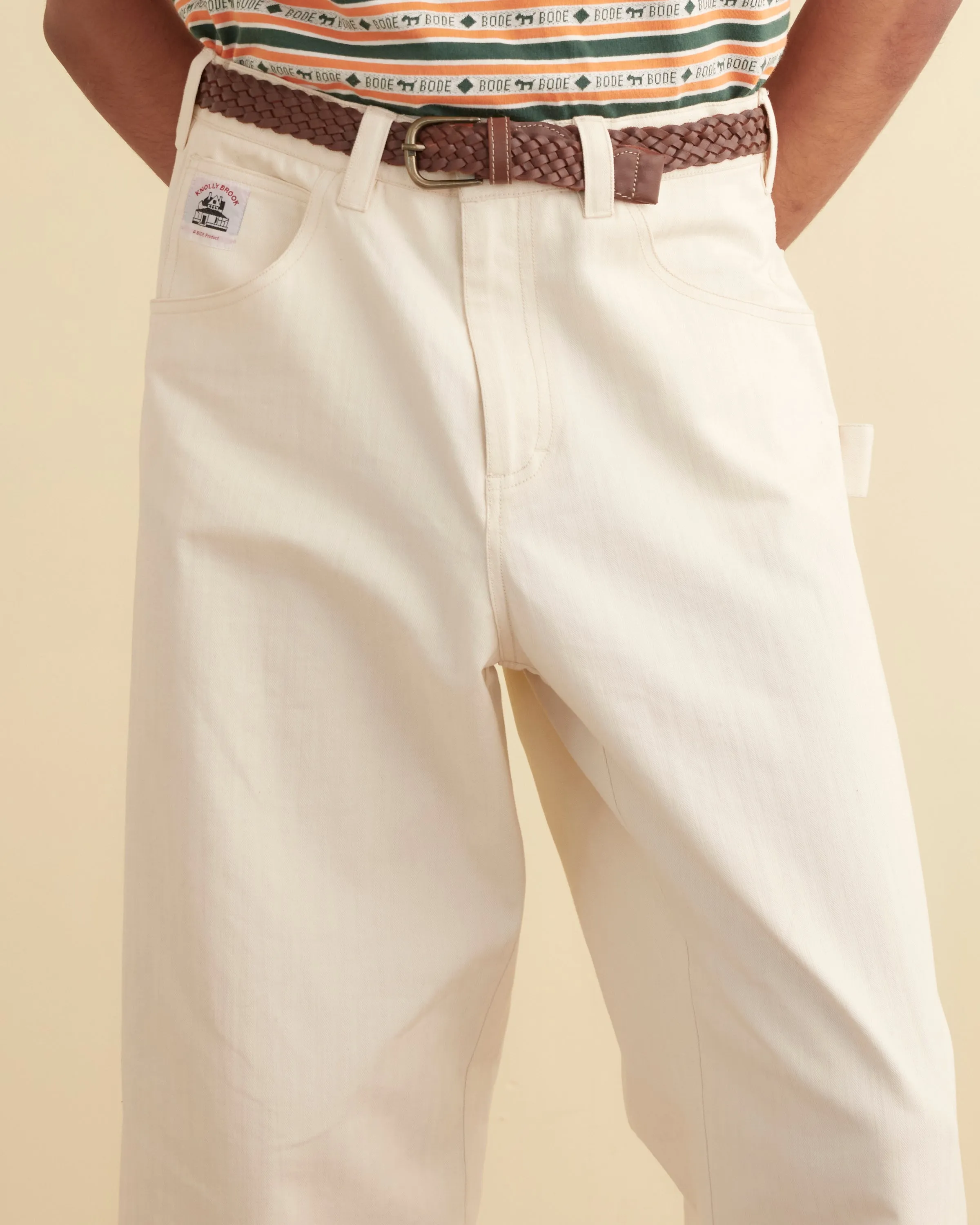 Herringbone Knolly Brook Trousers - White