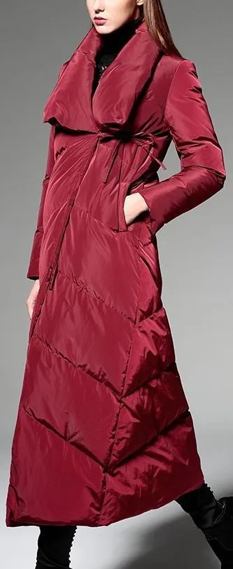 High-Collar Wrap Down Coat - (Red, Green,Black)