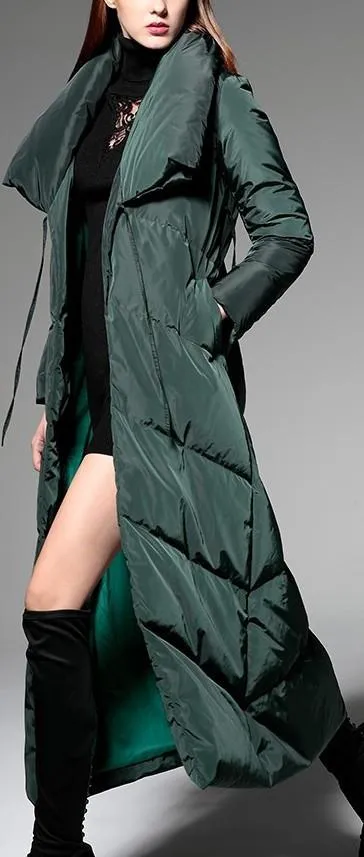 High-Collar Wrap Down Coat - (Red, Green,Black)