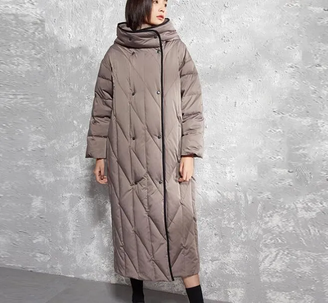 Hooded Women Winter Puffer Coat,Loose Thick 90% Duck Down Jackets, Warm Long Down Coat 5512