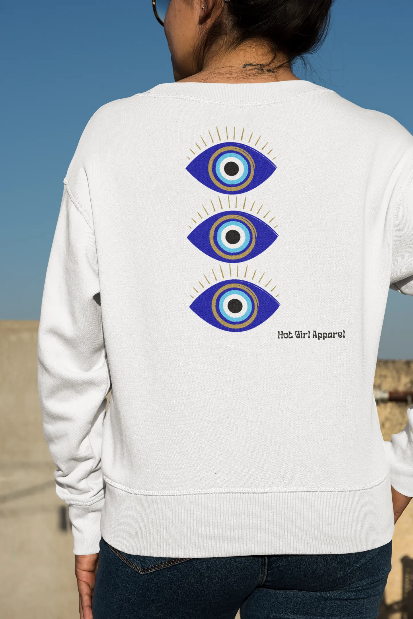 Hot Girl Evil Eye Organic Embroidered Sweatshirt