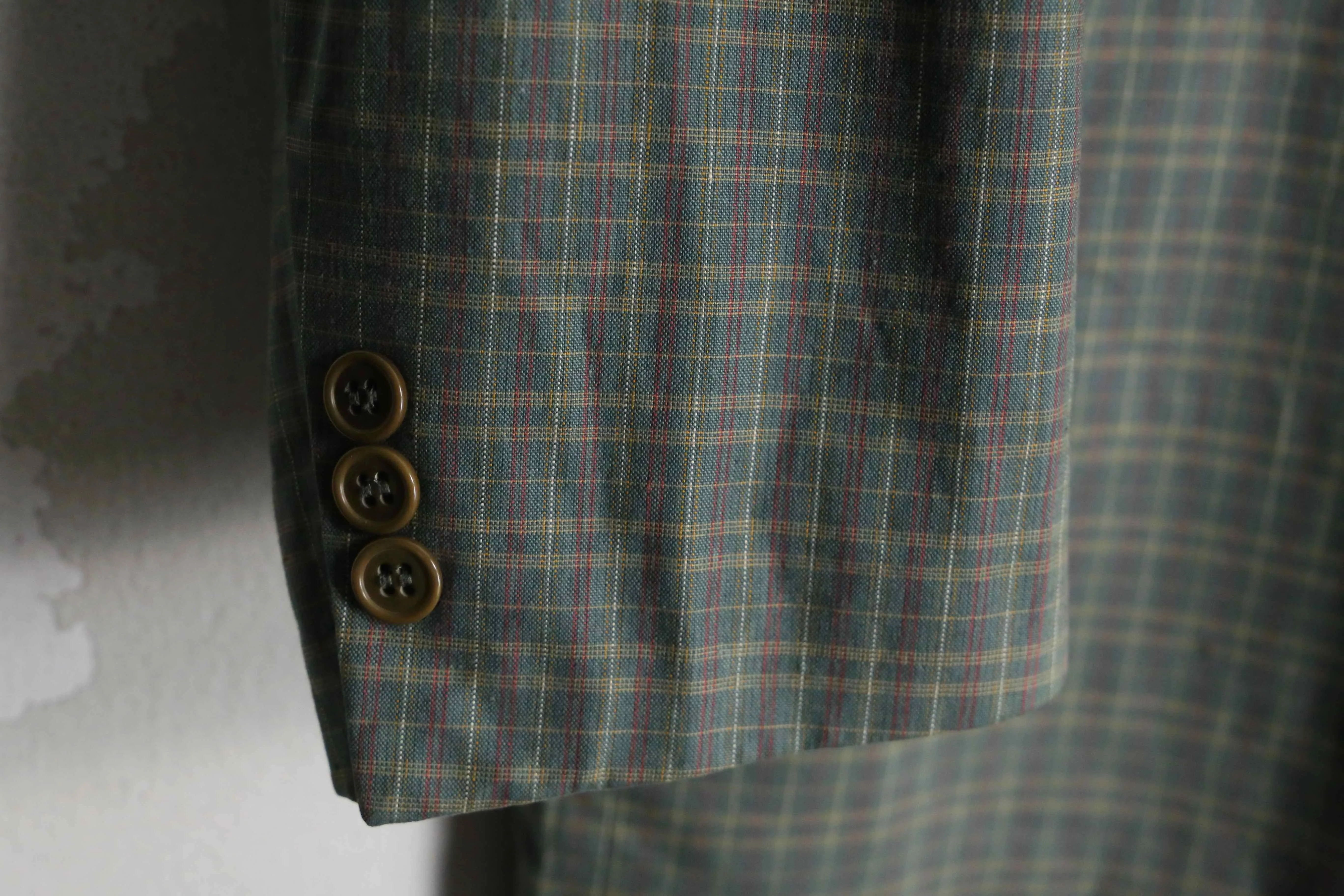 “HUGO BOSS” green check pattern 2B tailored jacket