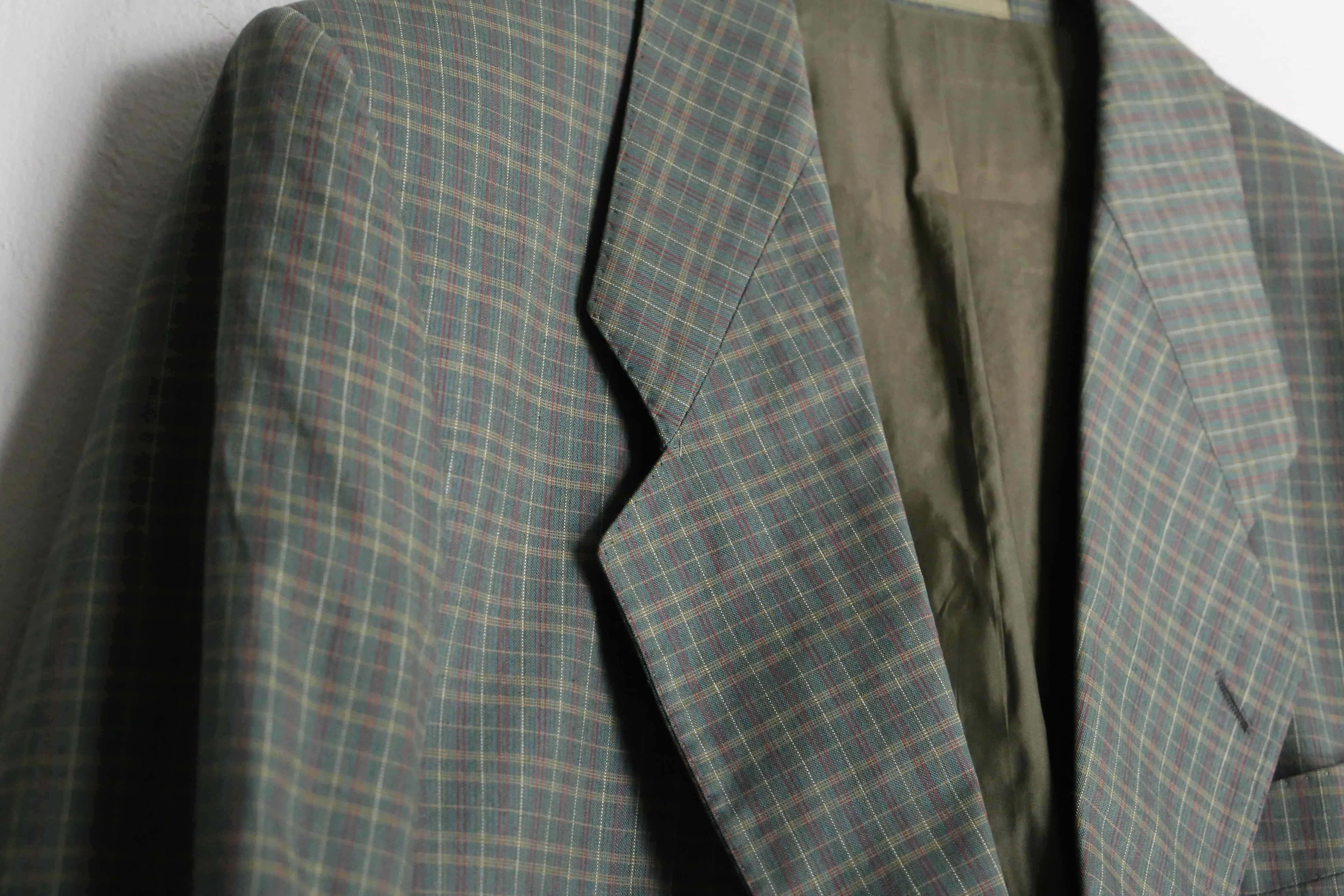 “HUGO BOSS” green check pattern 2B tailored jacket