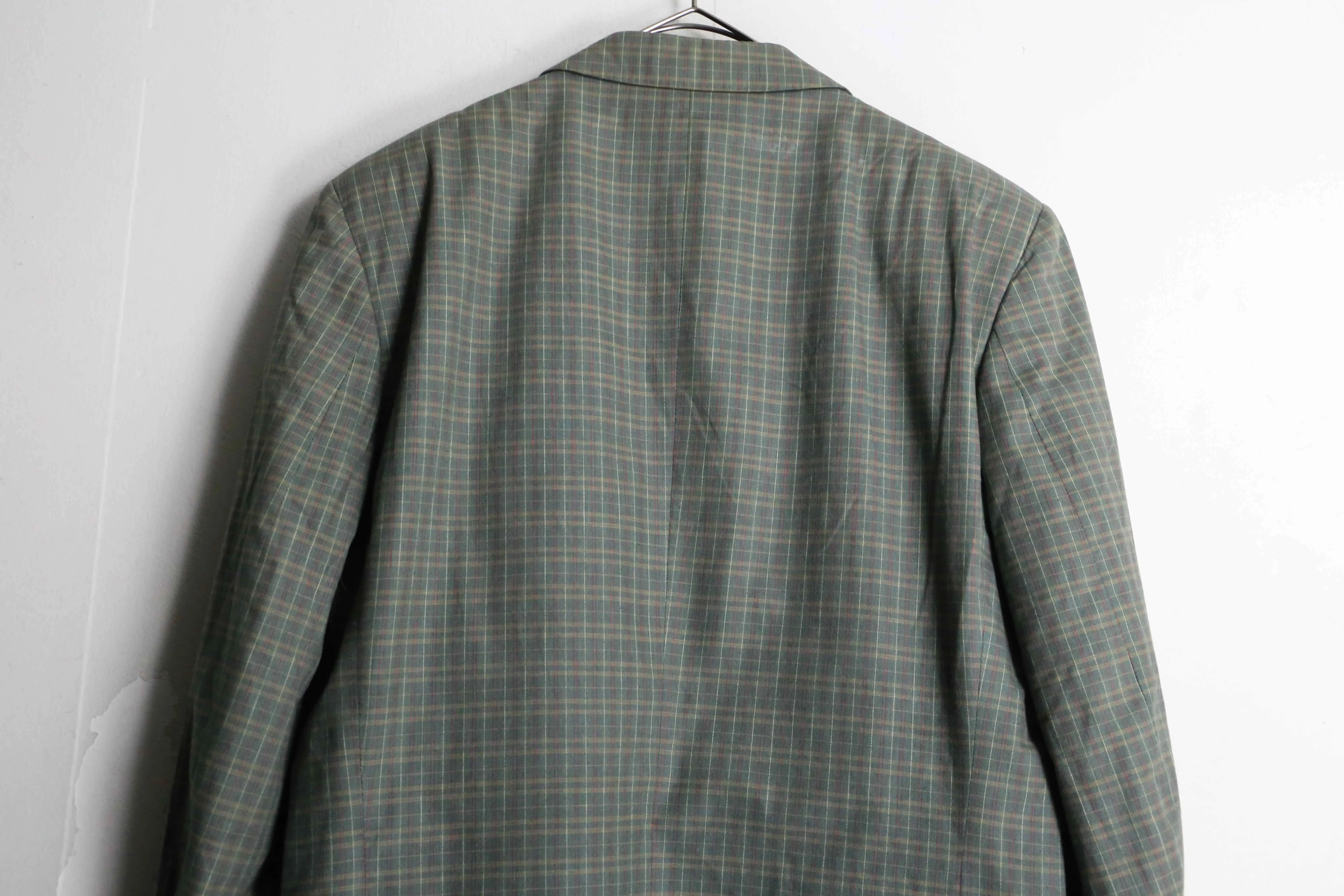 “HUGO BOSS” green check pattern 2B tailored jacket