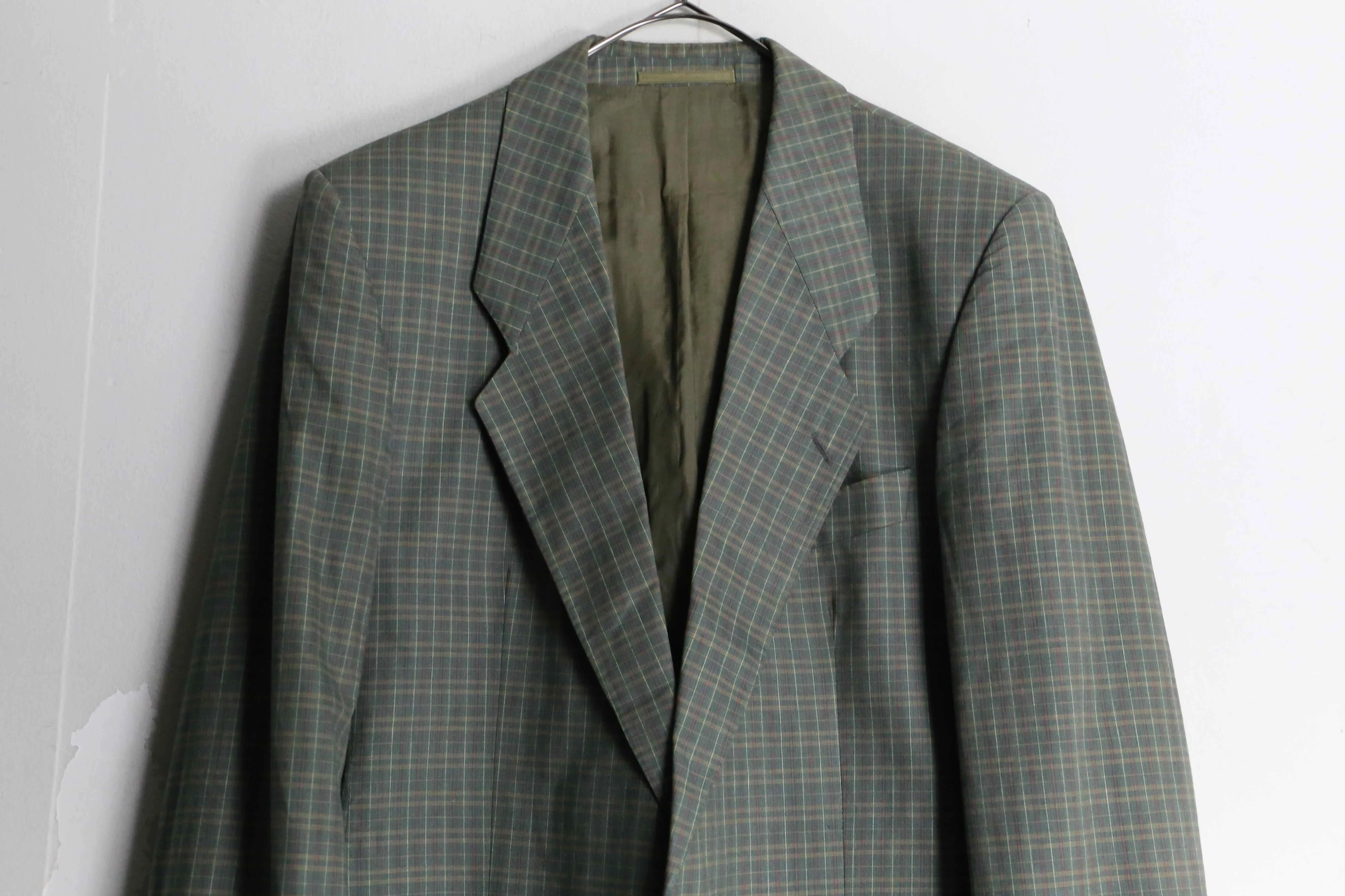 “HUGO BOSS” green check pattern 2B tailored jacket