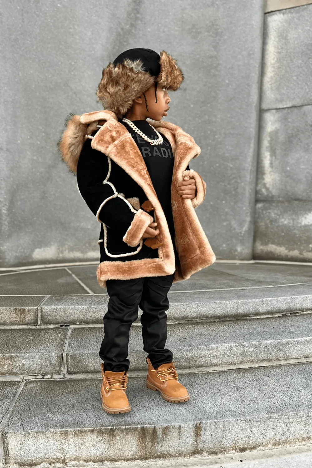 Kids Denali Shearling Jacket (Black Coffee)