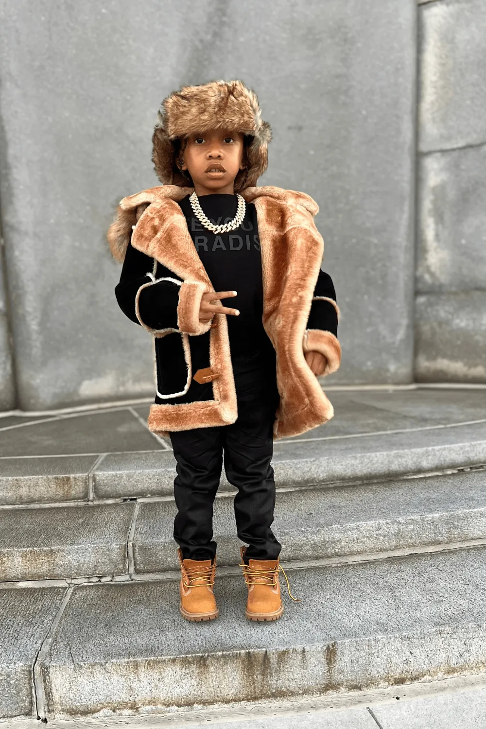 Kids Denali Shearling Jacket (Black Coffee)