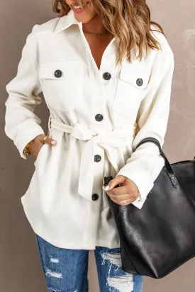 Lapel Button-Down Coat with Chest Pockets