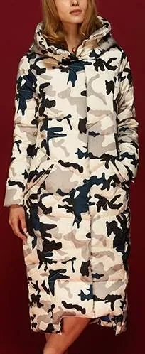 Long Camouflage Puffer Down Coat