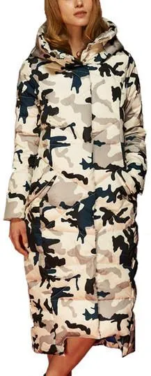 Long Camouflage Puffer Down Coat