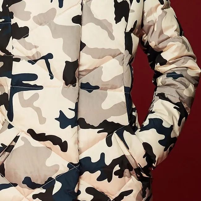 Long Camouflage Puffer Down Coat