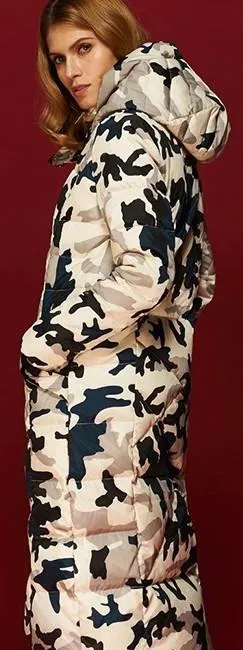 Long Camouflage Puffer Down Coat