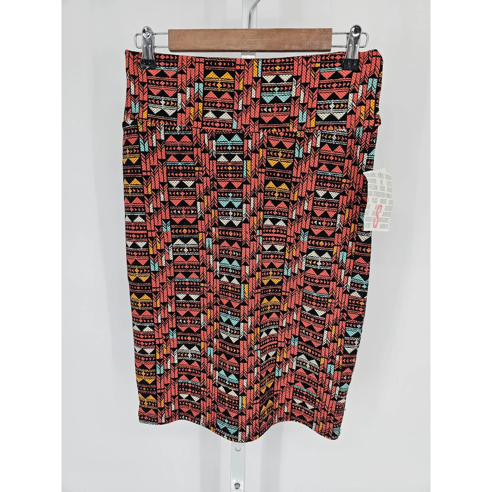 Lularoe Cassie Womens Sz S Knee Length Pencil Skirt Aztec Print Pink NEW