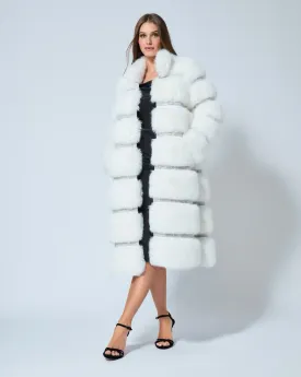 Luxe Diamond & Fox Faux Fur Coat