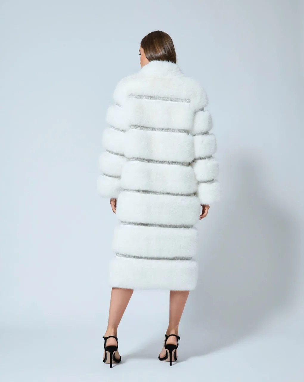 Luxe Diamond & Fox Faux Fur Coat