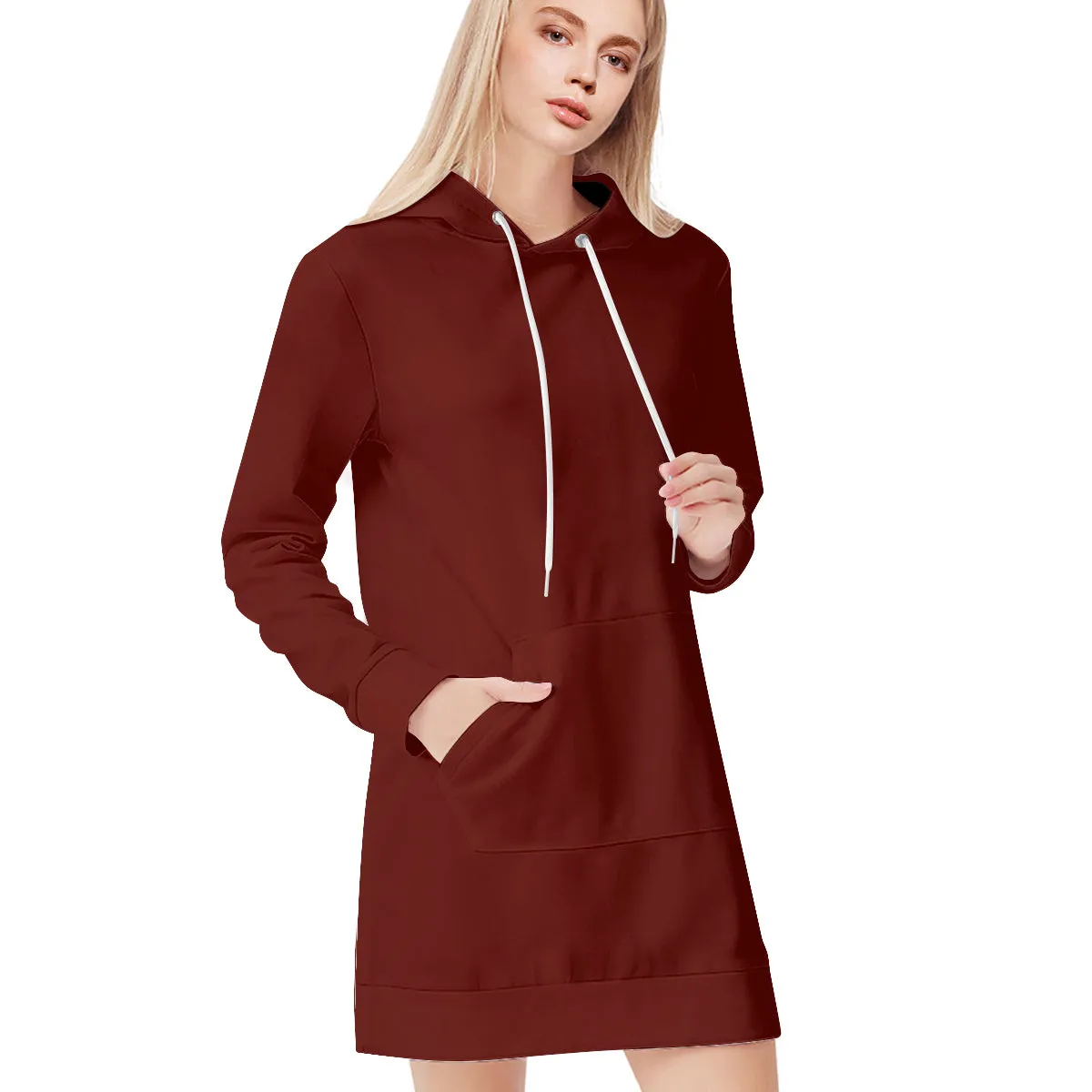 Maroon Autumn Night Hoodie Dress