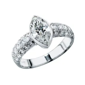 Marquise & Pave Shoulders Diamond Ring   WPR36