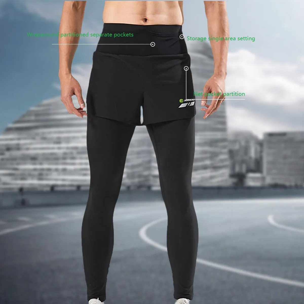 Men and Women's Faux Two-piece Marathon Sports Pants