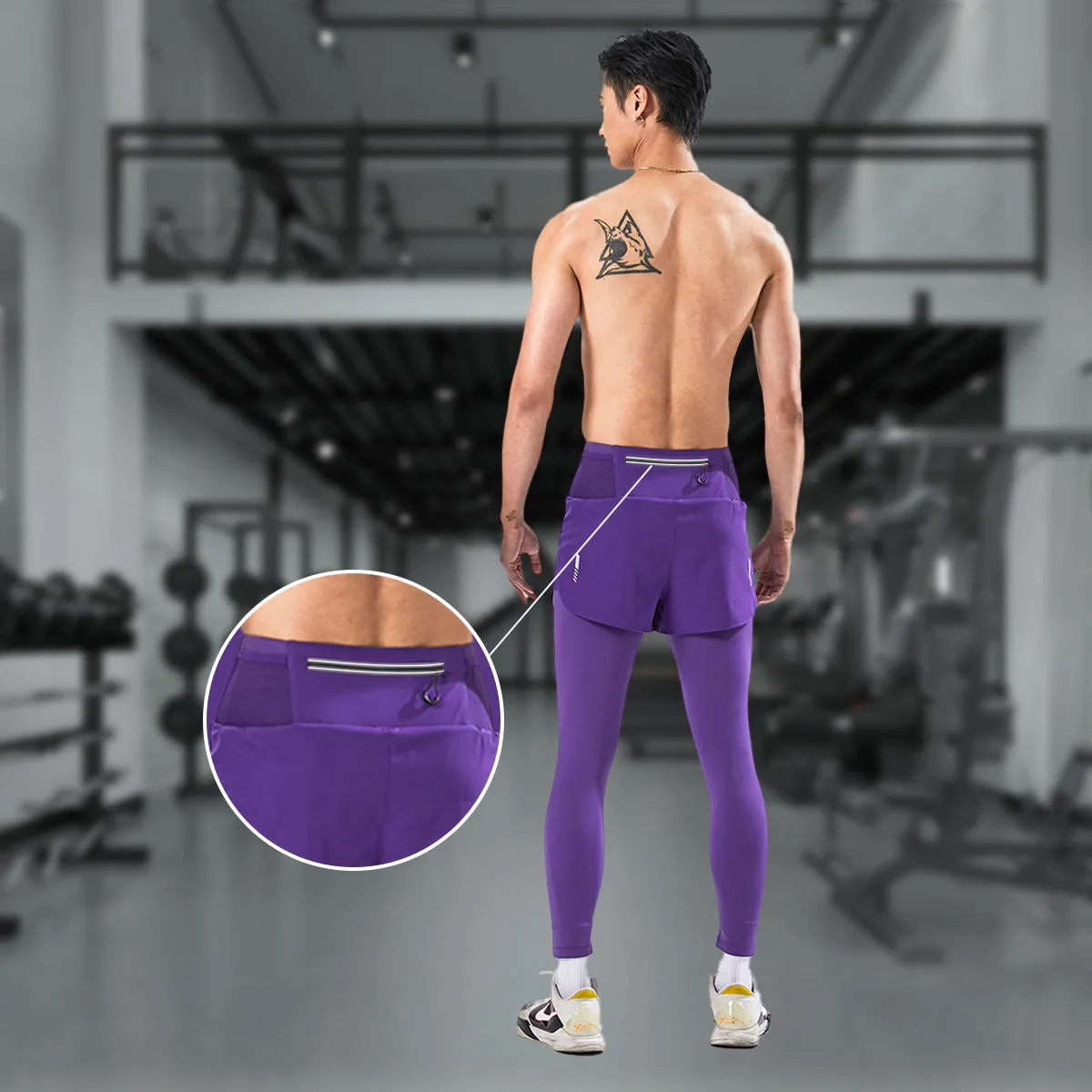 Men and Women's Faux Two-piece Marathon Sports Pants