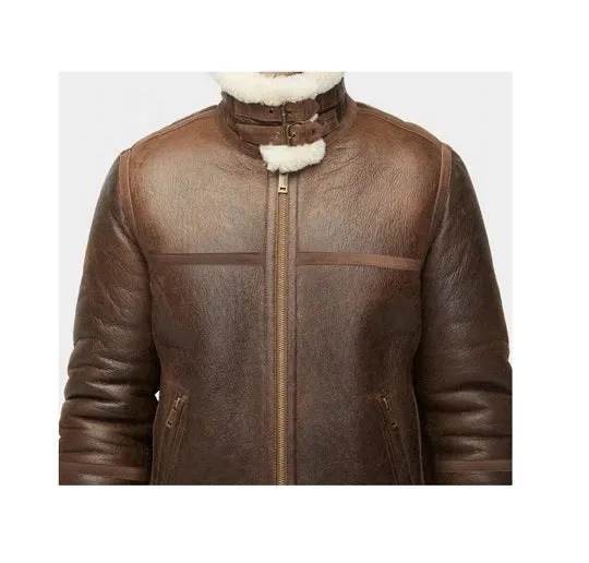 Men’s Aviator Sheepskin Shearling Leather Jacket