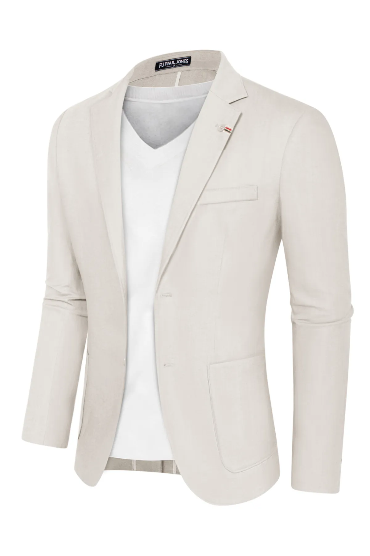 Mens Blazer Casual Cotton-Linen Sport Coat Lightweight 2 Button Unlined Suit Jackets