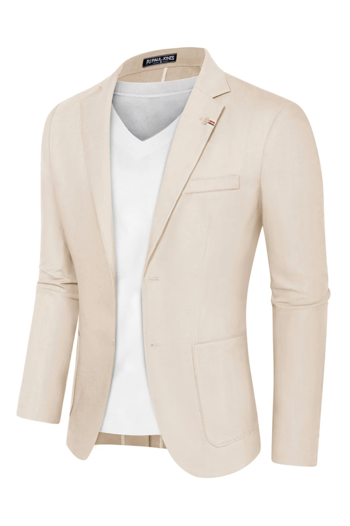 Mens Blazer Casual Cotton-Linen Sport Coat Lightweight 2 Button Unlined Suit Jackets