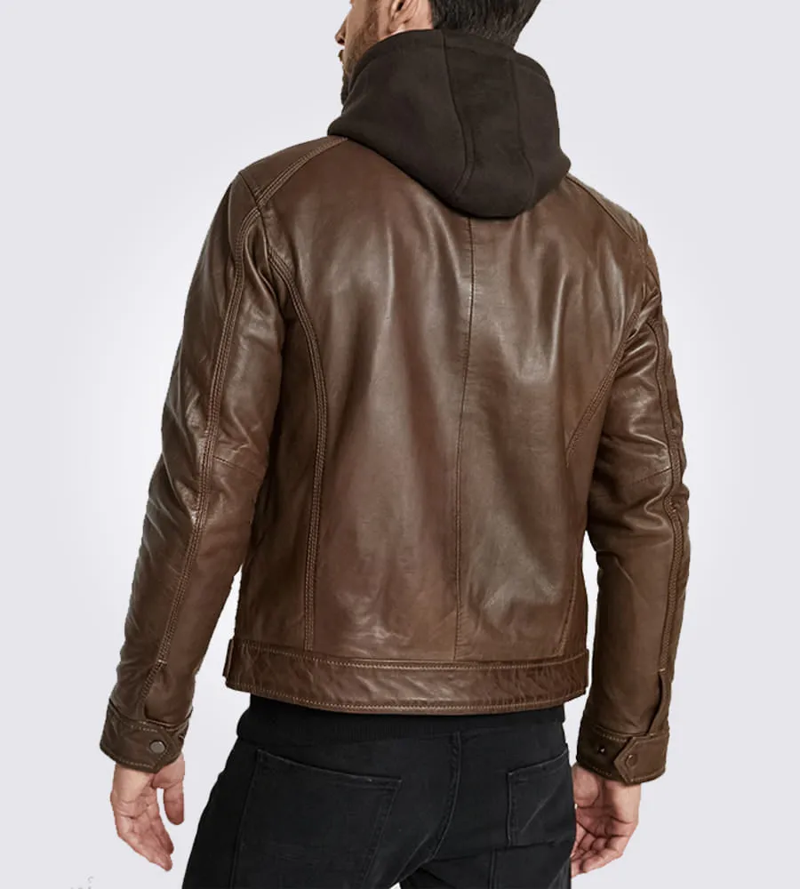 Men's Brown Shearling Leather Jacket