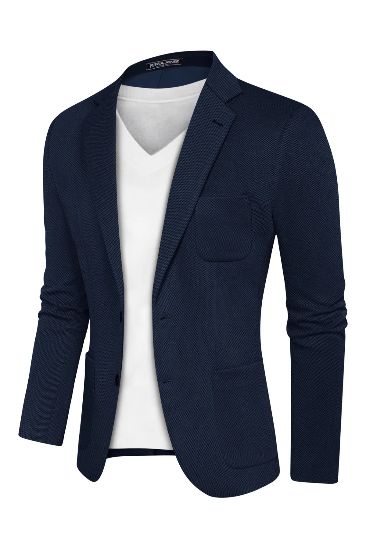 Mens Casual Knit Blazers Two Buttons Lightweight Business Blazer Coat