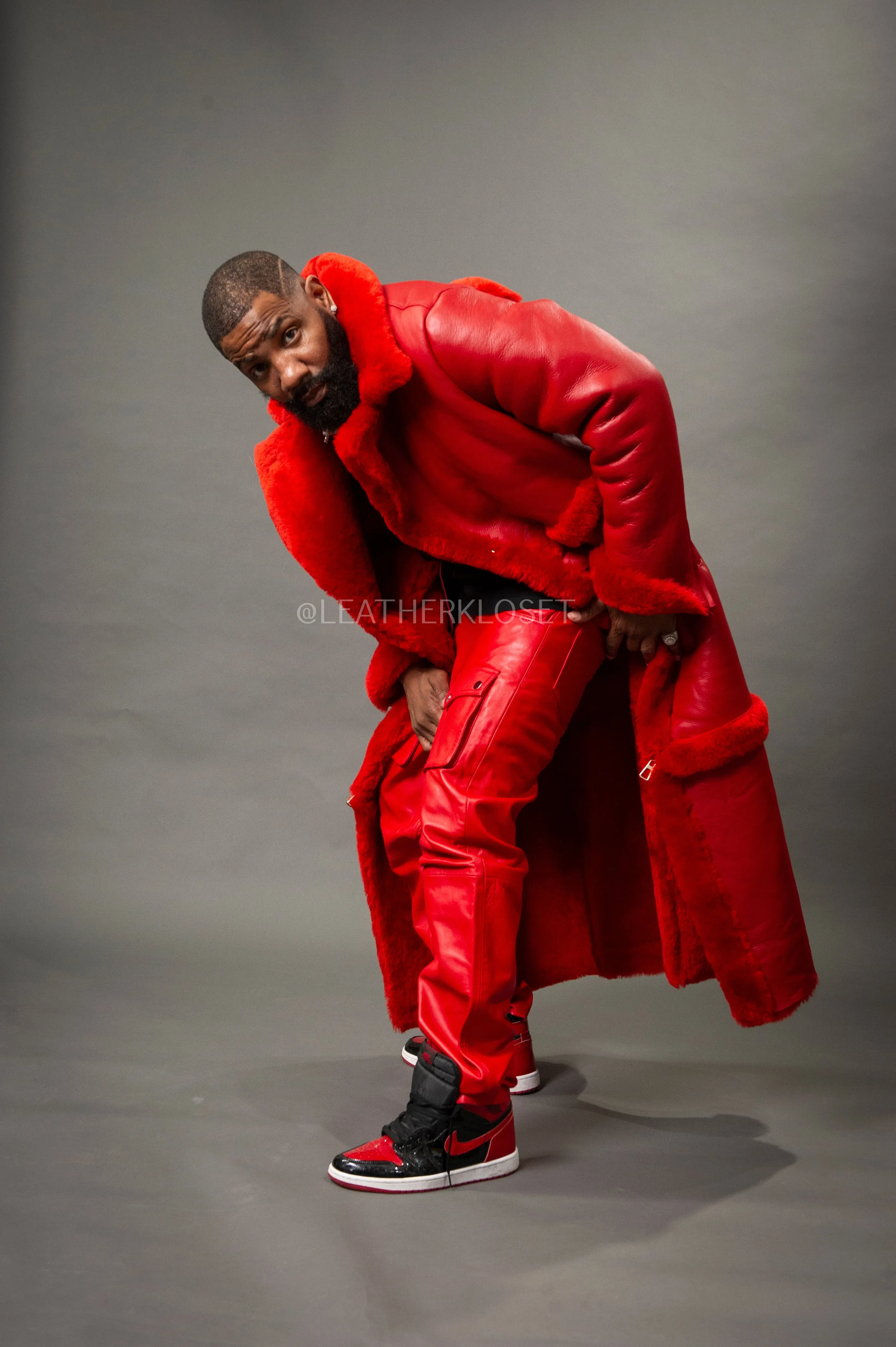 Men's Shearling Trench Coat [Red]