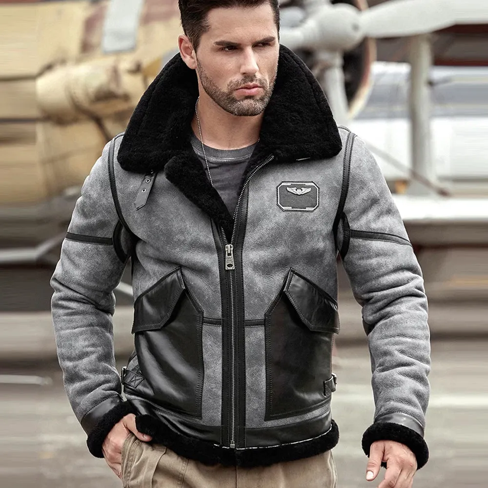 Mens Sheepskin Raf Airforce Pilot Shearling Aviator Jacket