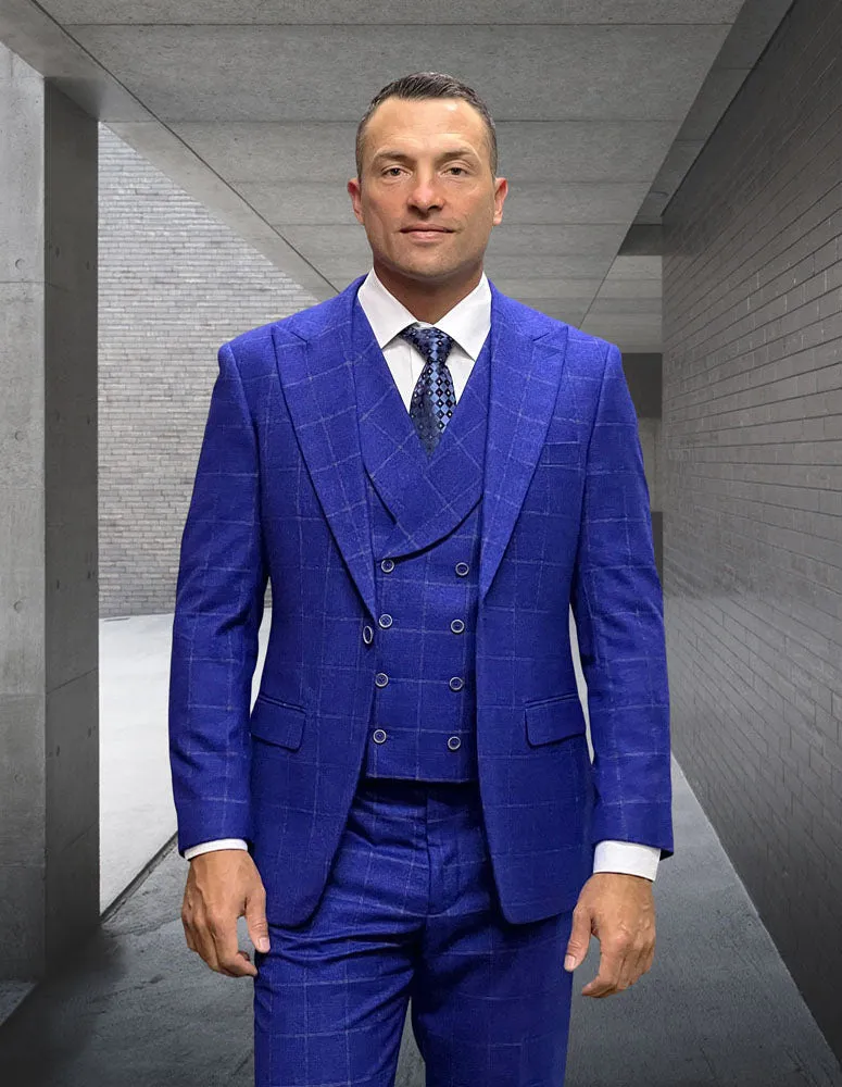 MONACO 3 PC COBALT TAILORED FIT SUIT