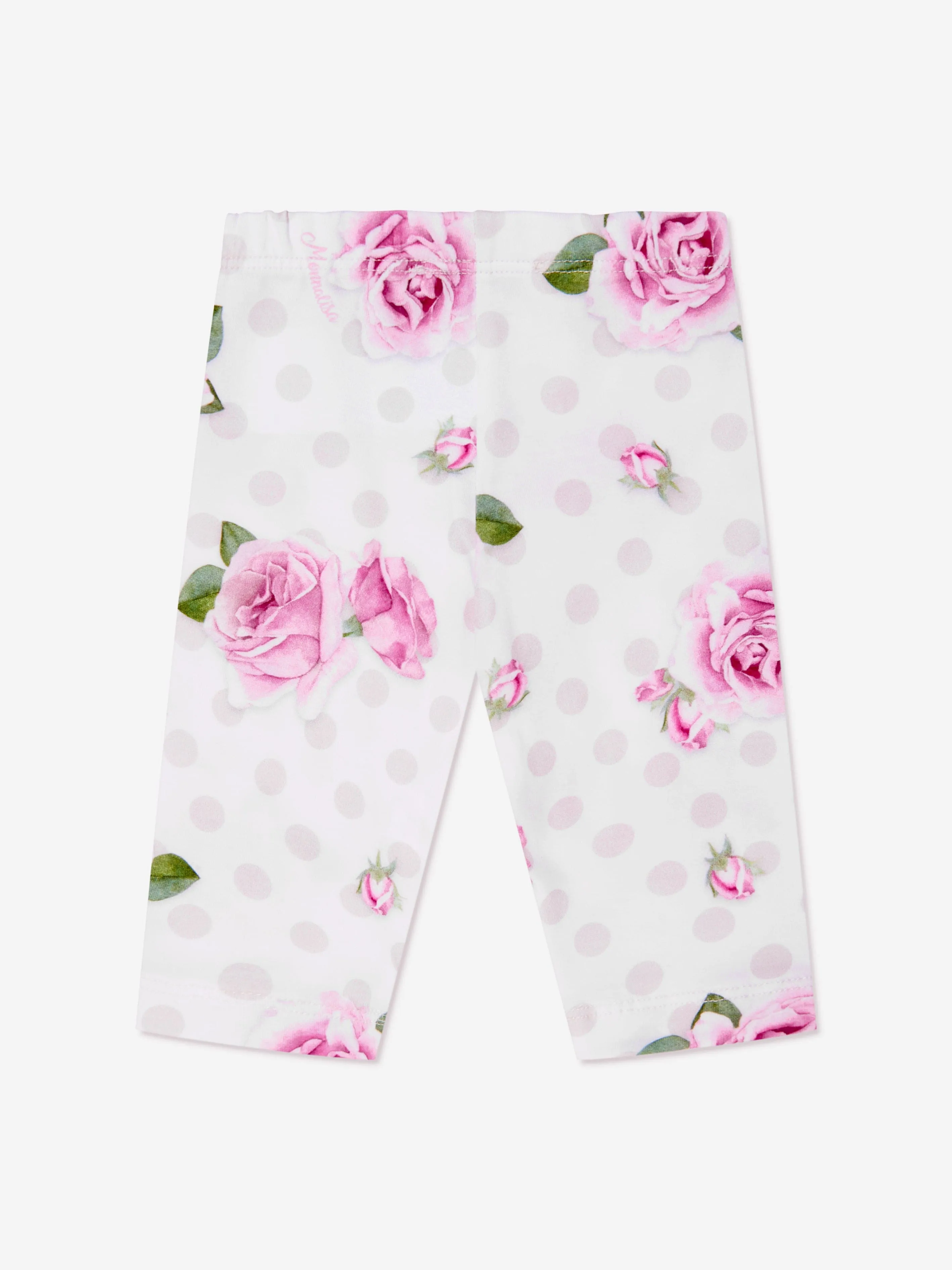 Monnalisa Baby Girls Rose Print Leggings in White