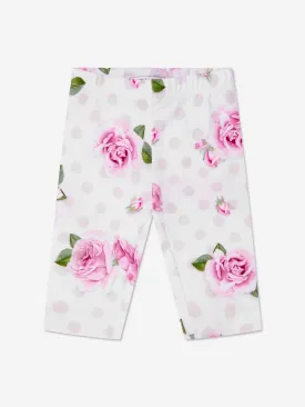 Monnalisa Baby Girls Rose Print Leggings in White