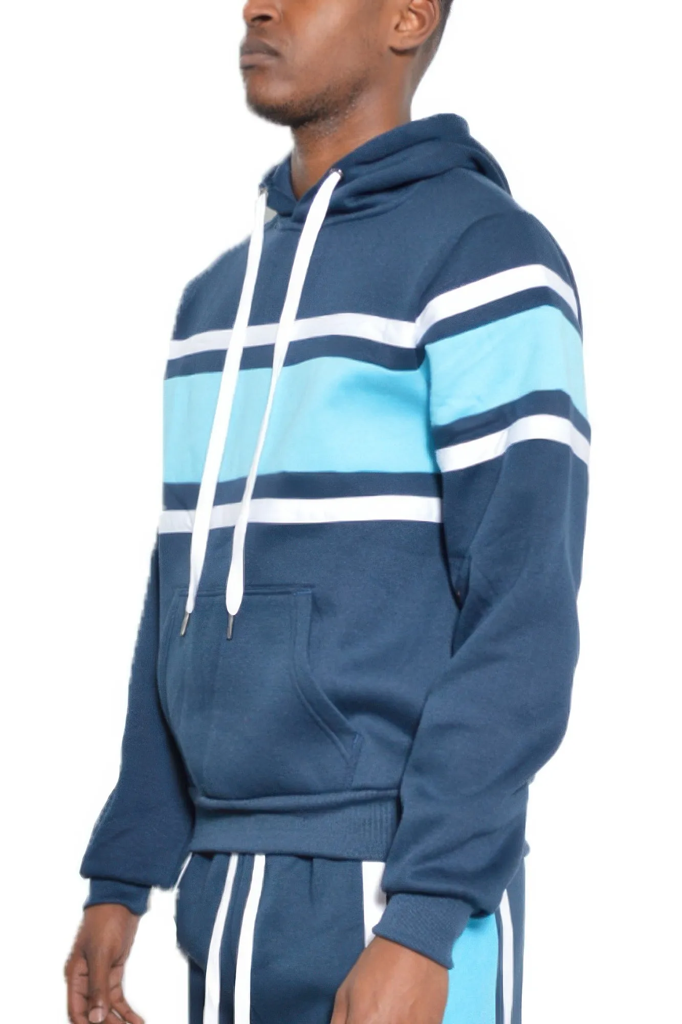 NicholesGifts Men Solid With Three Stripe Pullover Hoodie