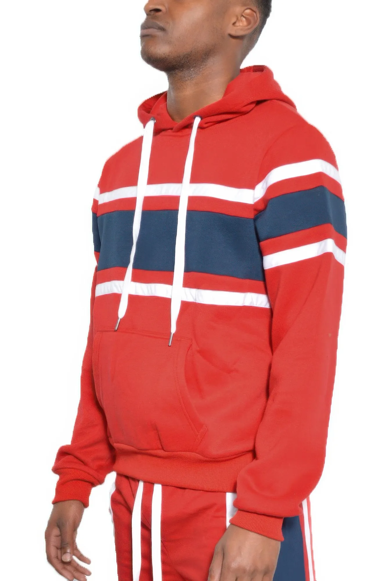 NicholesGifts Men Solid With Three Stripe Pullover Hoodie